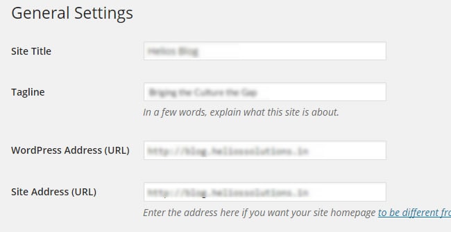 General Settings in WordPress Backend